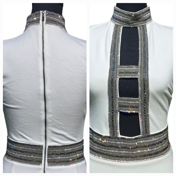 Bebe Embellished Cage Mini Dress Size 4 - Picture 5 of 9